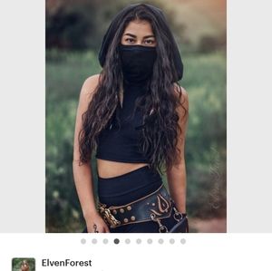 Elven Forest Dust Mask Hoodie Crop Top